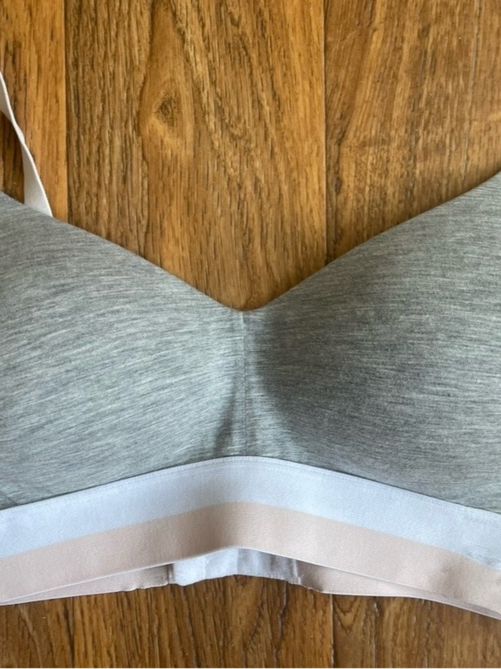 Hanes Gray Bralette with Cream & White Band